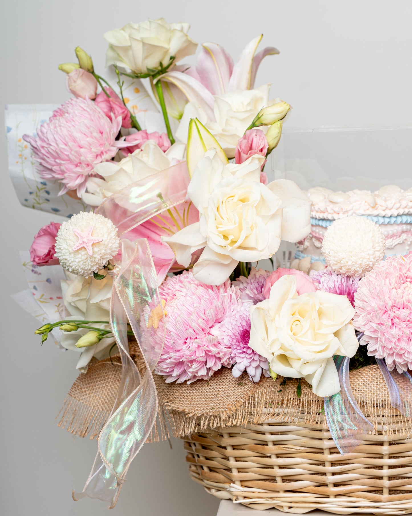 Blush Pearl Floral Cake Basket