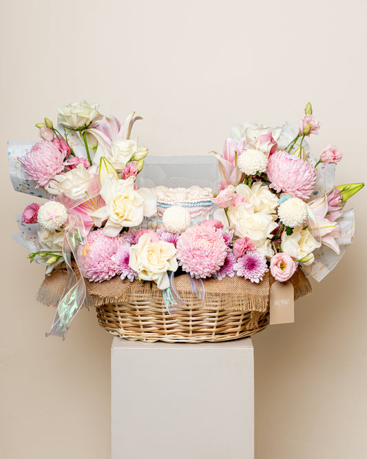 Blush Pearl Floral Cake Basket
