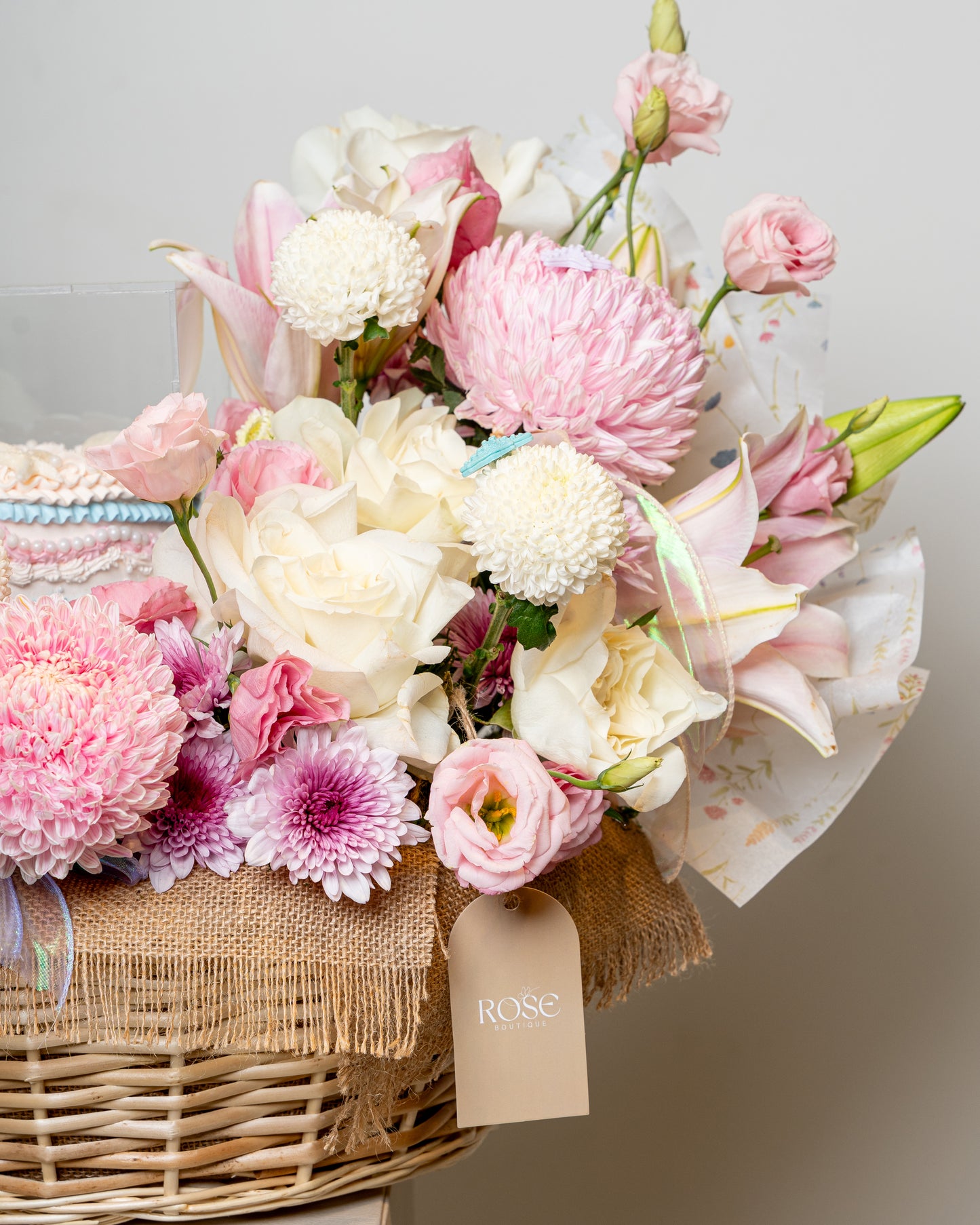 Blush Pearl Floral Cake Basket