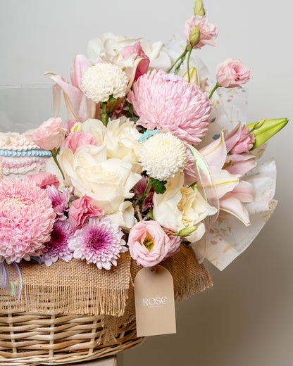 Blush Pearl Floral Cake Basket