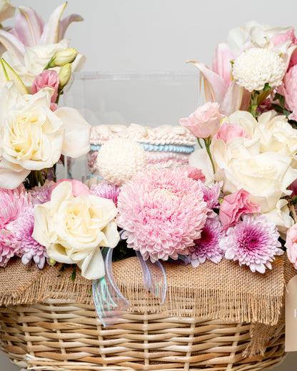 Blush Pearl Floral Cake Basket