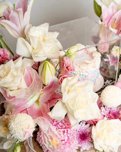 Blush Pearl Floral Cake Basket