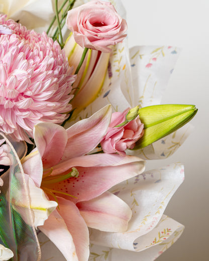 Blush Pearl Floral Cake Basket