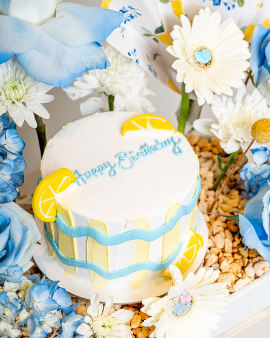 Lemon Sky Floral Cake Tray