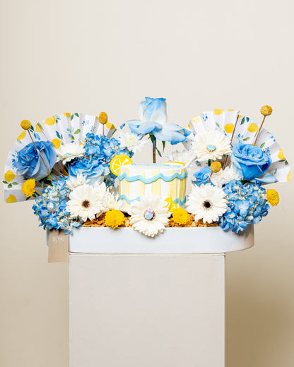 Lemon Sky Floral Cake Tray