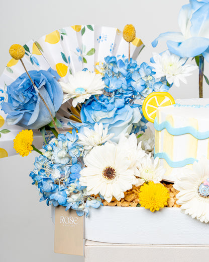 Lemon Sky Floral Cake Tray
