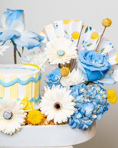 Lemon Sky Floral Cake Tray